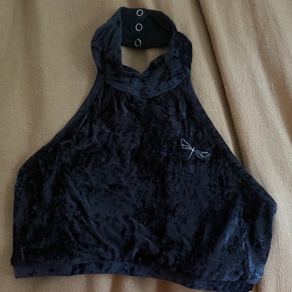 Dragonfly Halter Crushed Velvet Tops - Picture 1 of 4